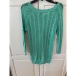SO Juniors Cable Knit Crochet Lace Sweater Tunic Top Mint Green Medium Photo 3