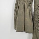 Beverly Hills Polo Club POL Women's Olive Green Off Shoulder Bell Sleeve Boho Lace Trim Top Size Small Photo 3