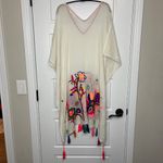 Lovestitch  Granada Caftan Women's One Size White Floral Embroidered‎ 100% Cotton Photo 4