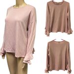 Como vintage  French Terry Mauve Long Sleeve Ruffled Sleeve Crew Neck Top Large Photo 1