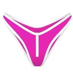 SKIMS Sporty Zipper Swim Dipped Tanga Bikini Bottoms in Hibiscus Pink Size 4X Photo 0