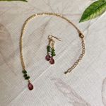 Jewelry Set Green Tourmaline Garnet Pearl Boho Bohemian Minimalist Casual Gift Photo 5