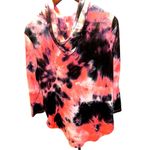 Discreet ❤️❤️❤️ Salmon Pink & Black Tie Die Thin Rayon Spandex Blend Long Sleeve Photo 1