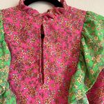 Karlie floral vintage ditzy ruffle top in pink/green Photo 7