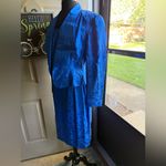 Vintage Horchow blue silk rose monochrome two piece skirt suit, size 10 Photo 7