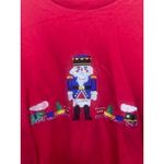 Westbound Vintage Christmas Nutcracker‎ Train Embroidered Red Long Sleeve Mock Neck Top Photo 4