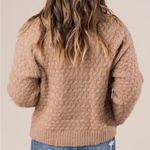Double Zero Large Basketweave Knit Tan Turtleneck Sweater NWOT Photo 2