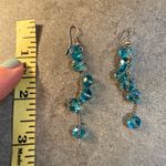 Blue Aquamarine Crystal Glass Breads Earrings Dangle Cascading Cluster Estate Photo 4