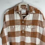 American Eagle  Oversized Plaid Flannel Sz Small Tan Brown Pullover Photo 3