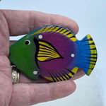 Artisan Bright fun  made lightweight wooden fish brooch Photo 2