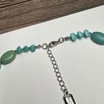 CHAPS  Blue Bead Silver Tone Beaded Necklace Adjustable Length Photo 3