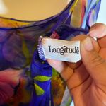 Longitude  Blue Tropical Flower Vintage Mesh Dress / Coverup Large Photo 6