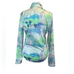 Vintage 90’s mad house Psychedelic Pointed Collar Pastel Floral Shirt Blouse M Blue Size M Photo 2