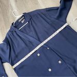 Vintage Silk Jacket double breasted long womens Blue (large) vintage classic Photo 2