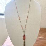 Nordstrom Long Silver Chain Red Pedant W Tassel Photo 0