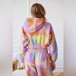 Urban Outfitters Out From Under Rainbow Tie Dye Sherpa Cropped Zip Hoodie XS NWT Photo 2