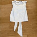 Lulus Lulu’s - Destiny Floral Jacquard Strapless Mini Dress Back Bow Detail in White Photo 0