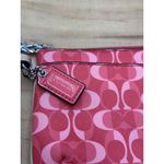 Coach Peyton Wristlet Signature coral Pink Silver Hardware Wallet handbag READ Photo 4