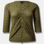Torrid Olive Green Pullover V-Neck Cinched Sweater NWT 0/ US 12 Photo 0