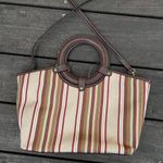 Croft & Barrow NWOT Y2K Leather/Fabric  Brown/Tan Striped Crossbody Purse Bag Photo 3