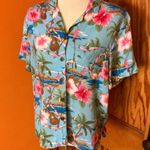 Vtg 90s floral Hawaiian shirt Blue Size M Photo 9