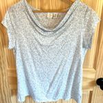 Joie  Linen Cowl Neck Blue Floral Tee. Size Large. Photo 0