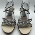 Furla Snakeskin Embossed Leather Strappy Ankle Heel Sandals Cream Size 39 US 8.5 Photo 7