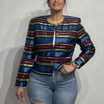 Maggy London  Black Metallic Striped Vintage Blazer Sz 14 Photo 5