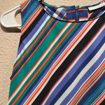 Halogen Sleeveless Shift Dress Blue Black Stripe XS Exposed Back Zipper Photo 2