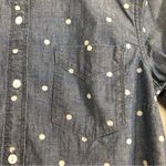 Gap  1969 Cotton Blue Denim White Polka Dots Button Up Long Sleeve Shirt Top Photo 2