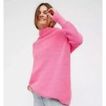 Free People Women's Small Ottoman Slouchy Tunic Cowl Neck Sweater in Hot Pink Photo 5