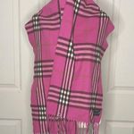 Pink Plaid Scarf with Fringe a34 Photo 0