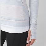 Lululemon  Think Fast Long Sleeve Om Stripe Heathered Silver Spoon Silver Spoon 6 Photo 6