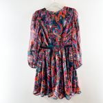 Vince Camuto Chiffon Printed Metallic Long Sleeve Mini Dress Pink Red 6 Photo 3