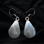 Sterling Silver Tear Drop Pave Diamond Earrings Stamped! Silver Photo 3