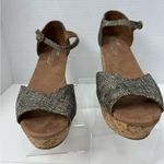 Toms Metallic Burlap Platform Wedge sandals size 8.5 Photo 2