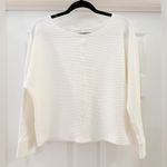 Pullover Ribbed Dolman Sleeve Drop Shoulder Long Sleeve Round Neck Top White Photo 1