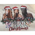 Jerzees Horse Christmas Sweatshirt Women's M Holiday Equestrian Western Ugly Sweater Photo 2