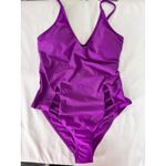 Jordan Emme  Purple‎ One Piece Swimsuit Cutout Sides V Neck Size S Photo 1