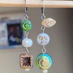 Handmade quality Czech glass beads mix unique boho fairy funky dangle earrings🌝⭐️🌀 Photo 3