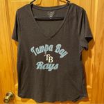 5th & Ocean Tampa Bay Rays women’s v-neck short sleeve  gray T-shirt used  good condition L Photo 0