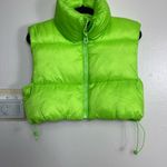ZARA  lime green crop mini puffer vest M Photo 1