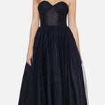 Betsy and Adam  Black Bustier Bodice Mesh Gown Size 8 Boned Corset Tulle Read Photo 0