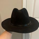 New Black Classic Wide Brim Panama Hat Belt Buckle Wool Fedora Floppy Photo 1