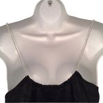 Anthropologie  ZOA New York Silk Black‎ Tank Top with Silver Rope Straps Size XS Photo 3