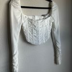 Tic Toc Chic White Ruched Long Sleeve Crop Top Photo 1