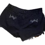 SheIn Fire Embroidery Raw Hem Denim 4XL Shorts Photo 0
