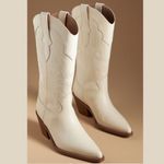 Anthropologie Bibi Lou Western Boots Cream Slip On Boho Size EU 41 US 10 NEW Photo 0