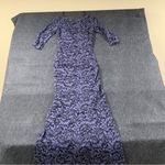 Eliza J Illusion Cap Sleeve Gown  3/4 sleeves blue lace dress size 6 wedding 1299 Photo 3