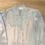 Vintage Womens Peony Light Blue Blouse Size 42 Large Photo 6